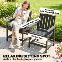 Outsunny 2 Piece All-Weather Patio Chairs, HDPE Patio Dining Chair Set, Heavy Duty Wood-Like Outdoor Furniture, Gray(m-4)
