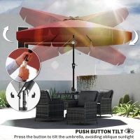 Outsunny 8.5 ft Outdoor Market Table Umbrella, Round Patio Umbrella with Tilt and Crank for Garden, Backyard, Deck, Wine Red(m-5)