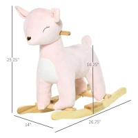 Qaba Kids Plush Ride-On Rocking Horse Deer-shaped Plush Toy Rocker with Realistic Sounds for Child 36-72 Months Pink(m-3)