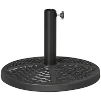 Outsunny 30 lbs. Market Umbrella Base Holder 18" Heavy Duty Round Parasol Stand with Rattan Design for Patio, Black(m-11)