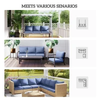 Outsunny Patio Chair Cushions Set of 2 with Seat & Backrest, Fade Resistant Seat Replacement Cushion Set, Blue(m-6)