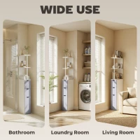 HOMCOM 54" Tall Bathroom Storage Cabinet, Freestanding Linen Tower with 2-Tier Shelf and Drawers, Narrow Side Floor Organizer, White(m-8)