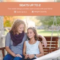 Outsunny 2 Seater Porch Swing Wooden Patio Swing Chair with Cup Holder and Chains Outdoor Swing Bench for Garden Yard, Brown(m-6)