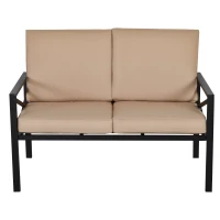 Outsunny 4-Piece Patio Furniture Set Garden Conversation Set with Soft Washable Cushions & Strong Steel Frame, Beige(m-10)