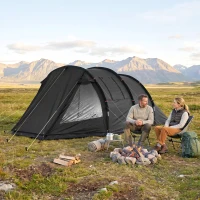 Outsunny 3-4 Person Easy Setup Cabin Tent with Two Room, Waterproof & UV30+ Camping Tent with Carrying Bag, Charcoal(m-10)