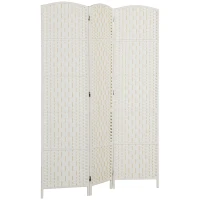 HOMCOM Room Divider, 3 Panel Folding Privacy Screen, 6FT Tall Portable Weave Partition Wall Divider for Bedroom, White(m-11)
