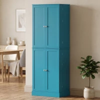 HOMCOM 65" Kitchen Cabinet, Kitchen Pantry Cabinet with 4 Doors and 16 Door Shelves for Dining Room, Blue(m-10)