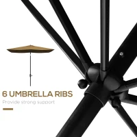 Outsunny 6.6' x 10' Rectangular Market Umbrella, Patio Outdoor Table Umbrella with Crank and Push Button Tilt, Coffee(m-6)