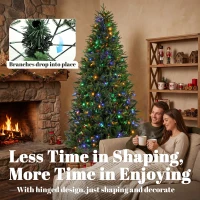 HOMCOM 6ft Prelit Christmas Tree with Dual-Color LEDs, All Realistic Tips, Hinged Xmas Nordmann Fir with 11 Modes, Remote(m-7)