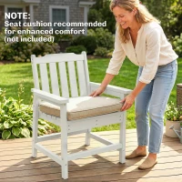 Outsunny All-Weather Patio Chair, HDPE Patio Dining Chair, Heavy Duty Wood-Like Outdoor Furniture for Garden, Backyard, Deck, Porch, Lawn, White(m-6)