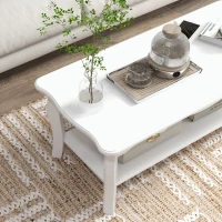 HomCom 37" 2-Tier Water Resistant Wooden Country Cottage Style Accent Coffee Table(m-9)