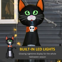 HOMCOM 4.1 ft Inflatable Halloween Black Cat,  Outdoor LED Lighted Yard Party Decoration, Waterproof(m-4)