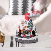HOMCOM Animated Christmas Village Scene, Pre-Lit Musical Holiday Decoration with LED Lights, Rotating Train, 2 Musicians and 1 Commander(m-10)