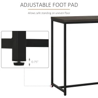 HOMCOM Industrial Steel Tube Bar Table with Wood Top, Steel Frame, 2-Tier Storage Shelf, Adjustable Footpad, Pub Table for Kitchen Dining Room, Walnut(m-6)