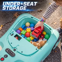 Qaba 12V Electric Wiggle Car with Convertible Steering Wheel Pull Handle, 2 Speed, Music, Lights for 3-5 Years, Light Blue(m-7)