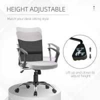 Vinsetto Mid Back Ergonomic Desk Chair Swivel Mesh Fabric Computer Office Chair with Backrest, Armrests, Rocking Function, Adjustable Height,Grey/Black(m-4)
