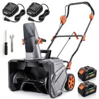 Outsunny 40V 18" Cordless Snow Blower with PU Auger, 1400W Brushless Motor, 12" Depth, Two 4.0Ah Batteries & Fast Charger