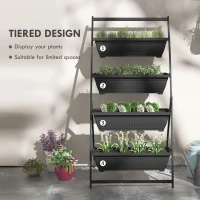 Outsunny 4-Tier Vertical Raised Garden Planter with 4 Boxes, Outdoor Plant Stand Grow Container for Vegetable & Flowers, Black(m-4)
