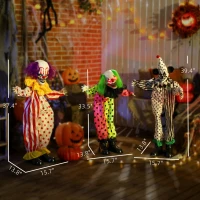 Outsunny Life Size Stackable Halloween Animated Clown with Red Light Up Eyes, Sound Activated Scary Halloween Decorations(m-3)