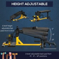 Soozier 3-in-1 Squat Machine w/ Resistance Bands, Adjustable Padded Bench & Leg Exerciser, Squats, Push Up, Sit Up for Home, Office, Gym Fitness Equipment, Yellow(m-6)
