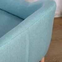 Qaba 2-Seat Kids Sofa, Toddler Sofa Couch, Linen-Like Fabric & Wood Frame Sofa Chair for Ages 3-7, 11" High Seat, Blue(m-7)