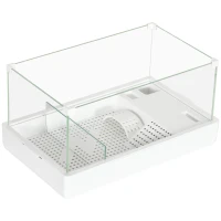 PawHut Glass Turtle Tank, Turtle Aquarium with Basking Platform and Filter Layer Design, Full View Visually Reptile Habitat, Easy to Clean and Change Water, Multi Functional Area(m-11)
