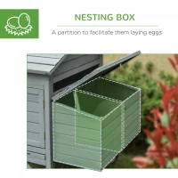 PawHut 96.5" Chicken Coop Wooden Hen House Poultry Cage Pen Portable with Wheels and Nesting Box, Chicken Cage for Backyard Outdoor, Gray(m-7)