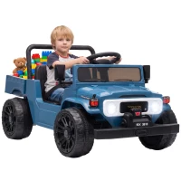 Qaba Licensed Toyota Pickup Ride on Truck, 24V Kids Electric Car with Dual Motors, Up to 3.7MPH for Kids 3-8 Years Blue(m-11)