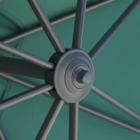 Outsunny 8' x 8' Square Patio Hanging Offset Umbrella Aluminum Outdoor Cantilever Crank Market Parasol Garden Sun Canopy Shelter 360° Rotation w/Cross Base Green(m-9)