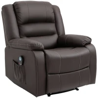 HOMCOM Vibrating Massage PU Leather Recliner Chair with Footrest, Remote Control, and 8 Massaging Points, Brown(m-1)