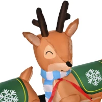 HOMCOM 10.5 ft Long Santa Claus on Sleigh with 3 Reindeer Lighted Christmas Inflatable, LED Outdoor Holiday Yard Blow Up Decoration(m-8)