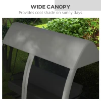 Outsunny 3 Seat Outdoor Swing Chair Convertible Covered Day Bed with Canopy, Mesh Netting, Steel Stand for Garden, Patio, Gray(m-6)