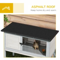 PawHut Elevated Rabbit Hutch, Wooden Bunny Cage with Hinged Asphalt Roof and Removable Tray, for Indoor/Outdoor, Gray(m-9)
