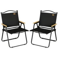 Outsunny Set of 2 Camping Chair, Lightweight Folding Chair, Portable Armchairs, Excellent for Festivals, Fishing, Black(m-9)
