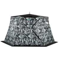 Outsunny 4 Person Insulated Pop-Up Ice Fishing Shelter, 360-Degree View, Portable Ice Fishing Tent Shanty with Carry Bag, Two Doors and Anchors for Low-Temp -22℉, Camouflage(m-11)