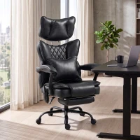 HOMCOM High Back Vibration Massage Office Chair, Heated Reclining PU Leather Computer Chair with Headrest, Black(m-2)