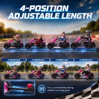 Qaba 12V Electric Go Kart for Kids with Dual Motors, Adjustable Seat, Soft Start, LED Lights, EVA Wheels, for Age 3-6, Pink(m-5)