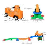 Qaba 9.8 ft Up and Down Roller Coaster for Kids, Thrill 4 Pieces Toddler Roller Coaster Ride on Toy with Side Steps, Sliding Car with Handles, for 2-5 Years Old(m-3)
