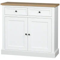 HOMCOM Sideboard Buffet Cabinet, Coffee Bar Cabinet with 2 Drawers and Double Door Cupboard for Kitchen, Living Room, Entryway, White(m-11)