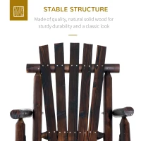 Outsunny Outdoor Wooden Rocking Chair, Single-Person Rustic Adirondack Rocker with Slatted Seat, High Backrest, Armrests for Patio, Garden and Porch, Brown(m-6)