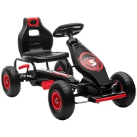 Aosom Kids Pedal Go Kart Ride-on Toy with Ergonomic Comfort, Pedal Car with Tough, Wear-Resistant Tread, Go Cart Kids Car, Red(m-1)