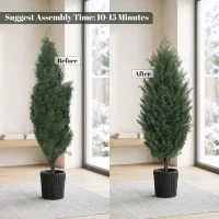 HOMCOM 4ft Artificial Christmas Tree Set of 2, UV Resistant Faux Cedar Tree with 291 PE Branch Tips and Pot, Green(m-6)