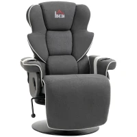 HOMCOM Manual Recliner, Swivel Lounge Armchair with Footrest and Two Cup Holders for Living Room, Black(m-1)