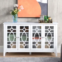 HOMCOM Sideboard Buffet Cabinet, Kitchen Storage Cabinet, Glass Door Accent Cabinet with Adjustable Shelves, White(m-10)