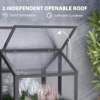 Outsunny Raised Garden Flower Bed Kit with Greenhouse, Wooden Cold Frame Planter, 35.5" x 31.5" x 36", Gray(m-6)