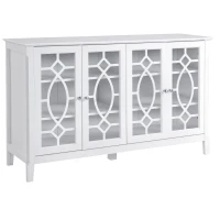 HOMCOM Sideboard Buffet Cabinet, Kitchen Storage Cabinet, Glass Door Accent Cabinet with Adjustable Shelves, White(m-1)