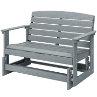 Outsunny Patio Glider Bench w/ HDPE Slatted Double Rocking Chair, Light Gray(m-11)