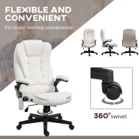 Vinsetto 6 Point Executive Office Chair with Heat, Velvet High Back Vibrating Massage Office Chair, Cream White(m-8)