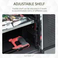 Outsunny Storage Sheds Outdoor Cabinet for Garden Tool with Adjustable Shelves, Ample Drawer with Waterproof PP & Galvanized Steel for Indoor/Outdoor Use(m-5)
