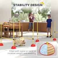 PawHut Dog Agility Training Equipment, 4 PCS Obstacle Course with Height Adjustable Jump Hurdle and Bag, Yellow(m-7)